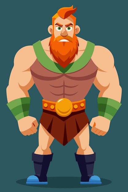 Set of Strong Man Characters Cartoon Illustration