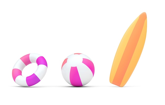 Set Summer Elements 3D Illustration