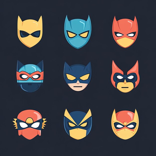 Photo set of superhero masks showing different personalities