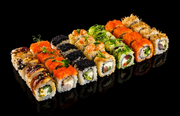 Set sushi roll. Traditional Japanese cuisine.