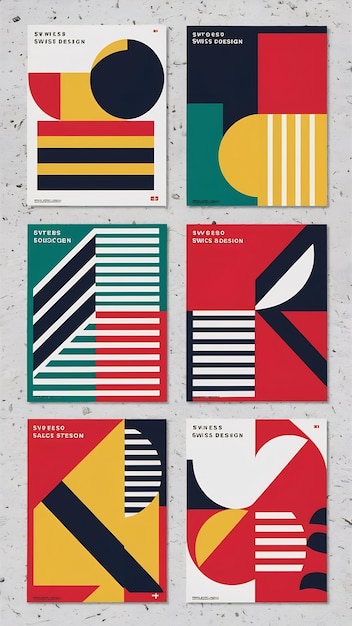 Set of Swiss Design Posters Geometric Shapes Pattern Vector Design Modern bauhaus cover template