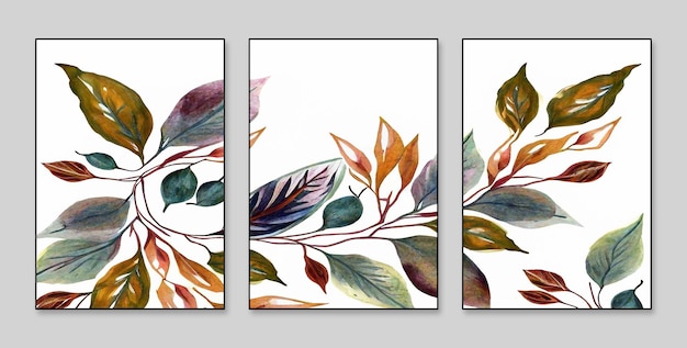 A set of three abstract background wall decoration painting abstract art Golden background