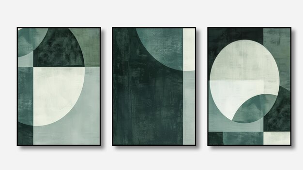 Photo set of three abstract backgrounds geometric art illustration