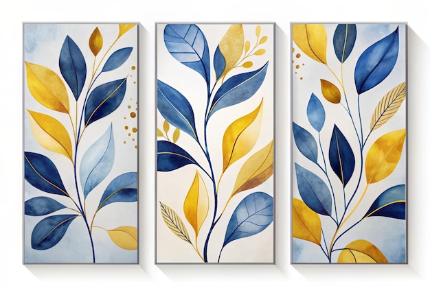 A set of three abstract wall art panels featuring