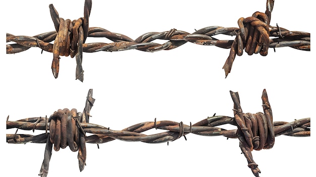 A set of three barbed wire designs isolated on a white background