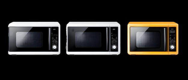 Photo set of three microwave isolated on a white background