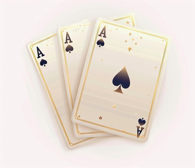 A set of three playing cards with aces