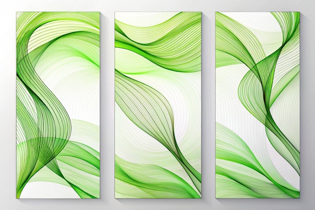 Set of three verticalposters with green