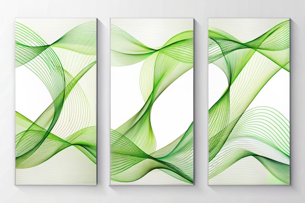 Set of three verticalposters with green