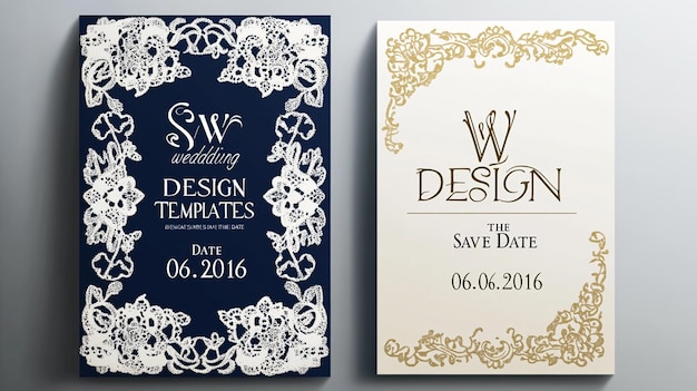 Photo a set of three wedding invitations