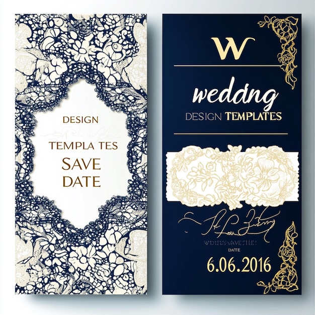 A set of three wedding invitations