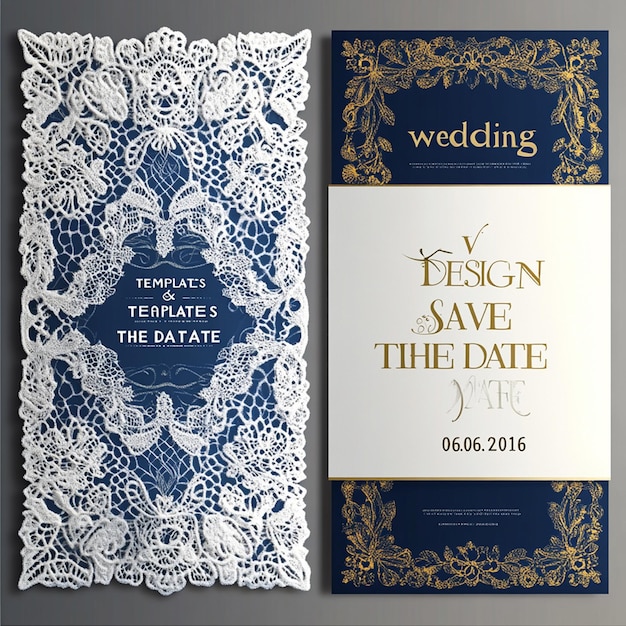 A set of three wedding invitations