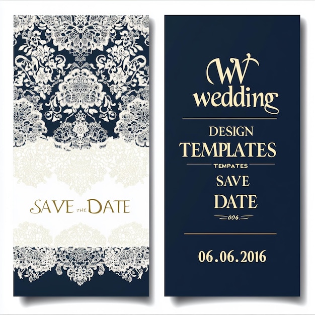 Photo a set of three wedding invitations