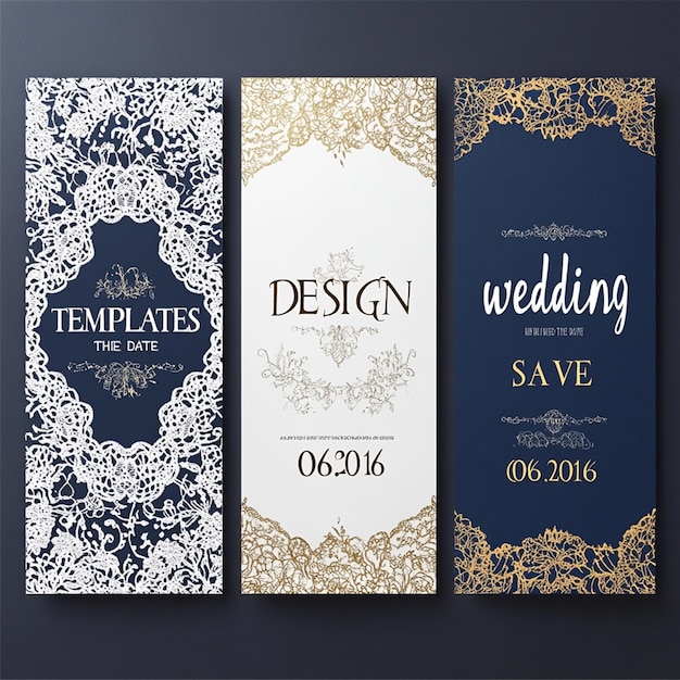 Photo a set of three wedding invitations