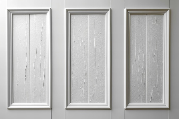 Photo a set of three white framed windows with a white frame