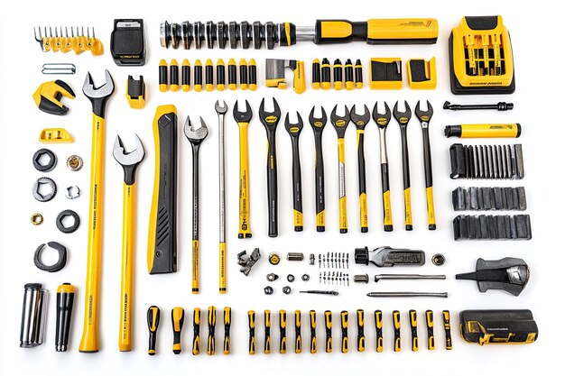 Photo set of toolsmany tools isolated on white background