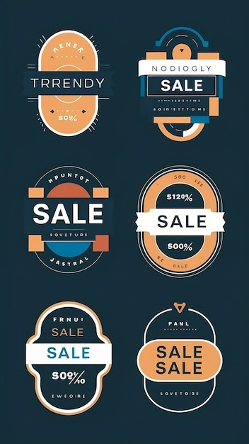 Set of Trrendy Flat Geometric Sale Banners Vector Design Cool Abstract Shape Badges