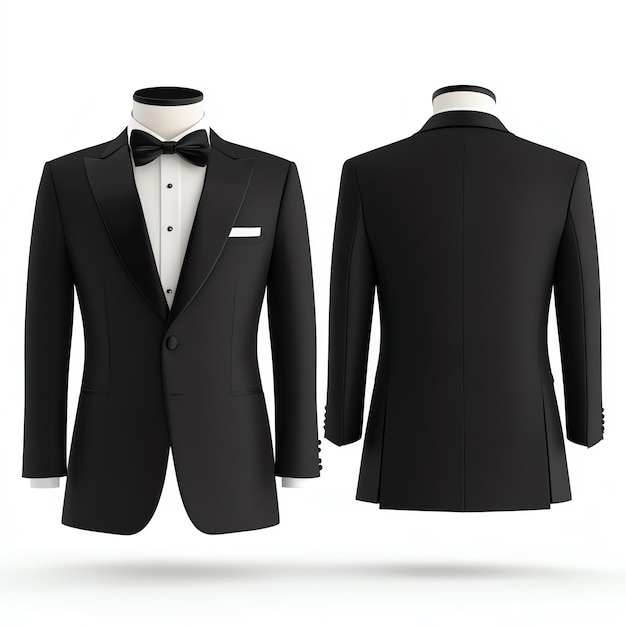 Photo set tuxedo suit realistic isolated on a white background