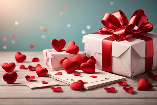 Set of Valentine Day festive realistic 3d objects Romantic holiday decorative symbols 14 February