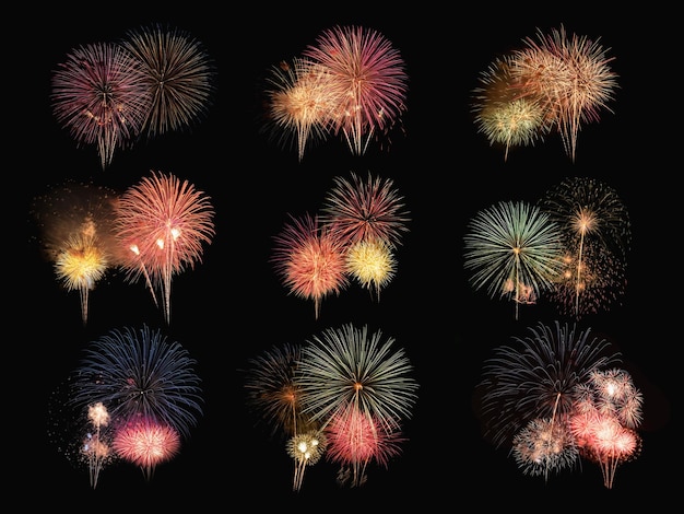 Set of variety colorful firework in annual festival