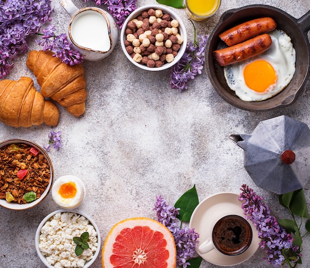 Set of various healthy breakfast