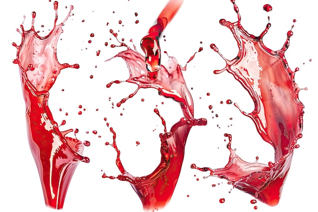 Set of Vibrant and Energetic Splashes of Red Liquids