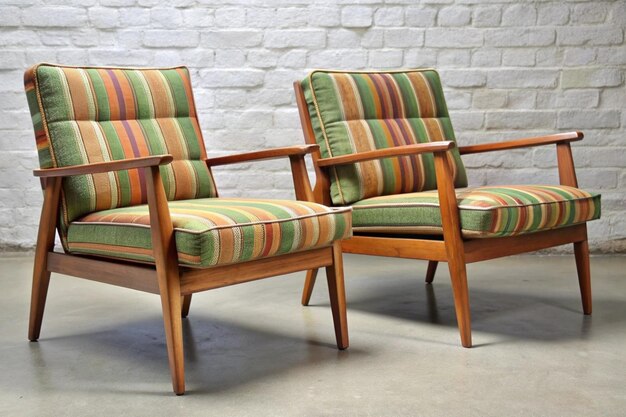 Photo set of vintage mid century modern armchairs