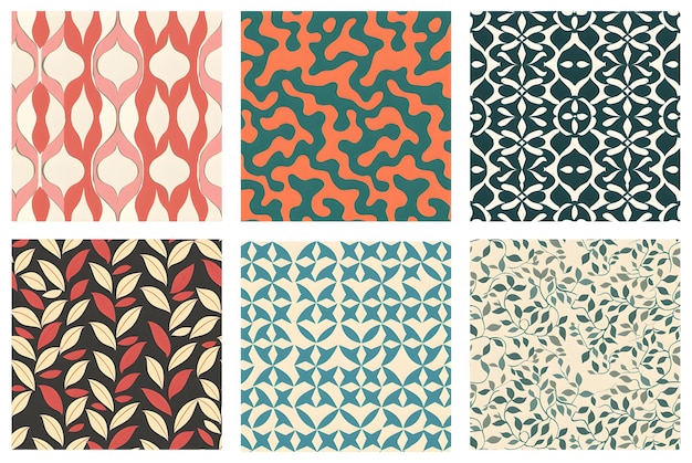 Photo a set of vintage wallpapers retro flower pattern collection