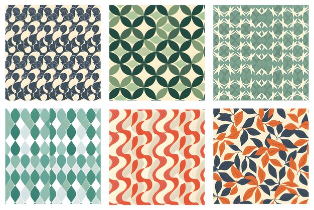 Photo a set of vintage wallpapers retro flower pattern collection