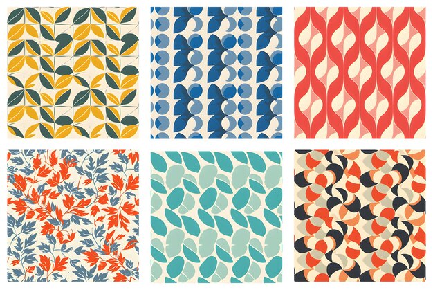 Photo a set of vintage wallpapers retro flower pattern collection