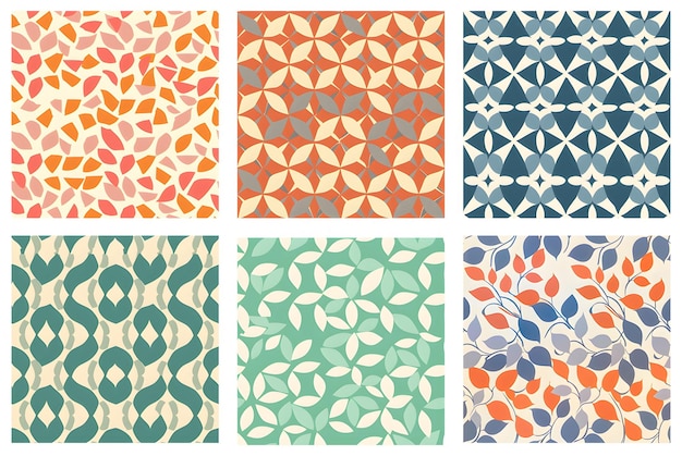 Photo a set of vintage wallpapers retro flower pattern collection