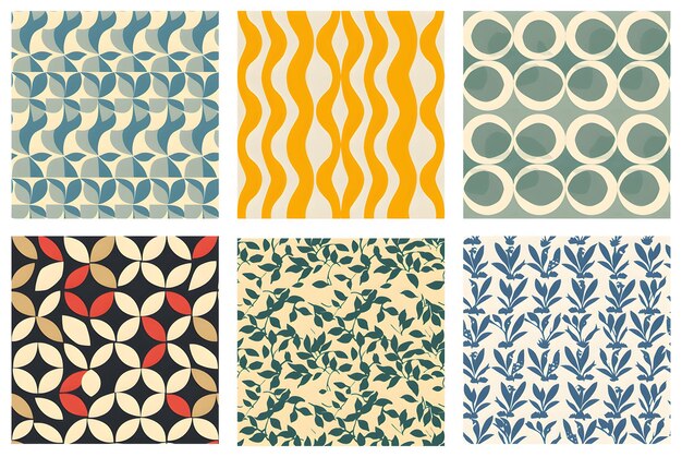 Photo a set of vintage wallpapers retro flower pattern collection