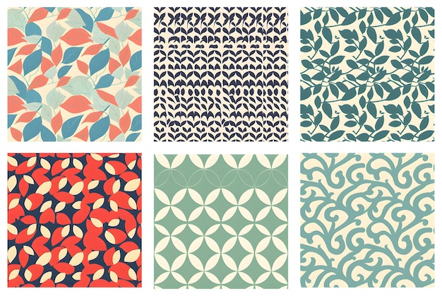 Photo a set of vintage wallpapers retro flower pattern collection