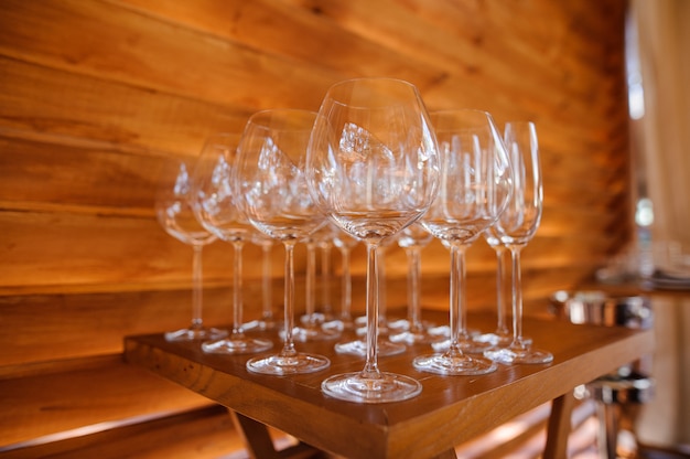 Set of washed glasses for alcoholic drink