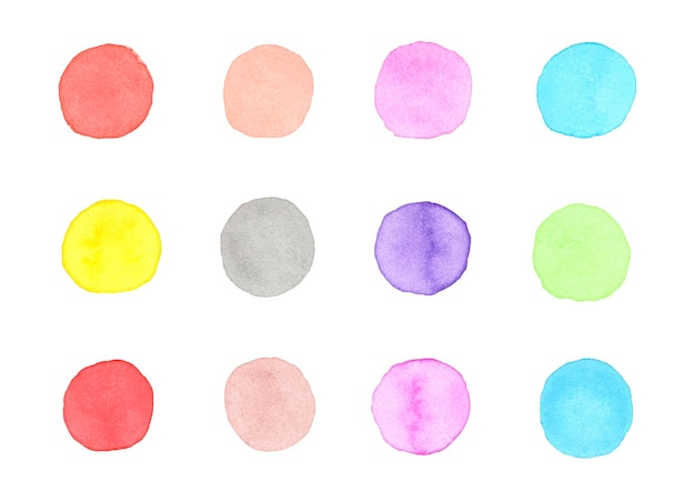 Set of watercolor circles of different colors