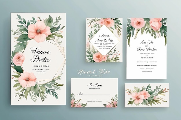 Photo a set of wedding invitations with flowers on the front