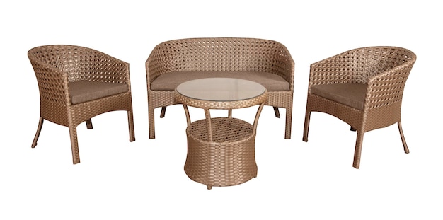 Set of wicker rattan furniture for the garden or terrace