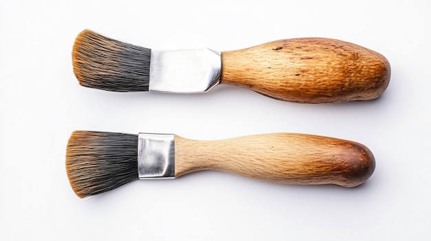 Photo a set of wooden brushes with a white and black bristles