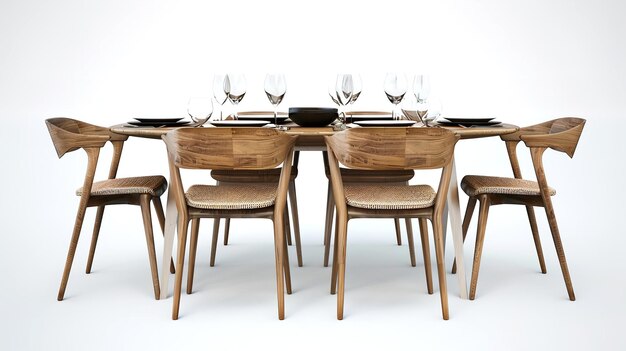 Photo a set of wooden chairs with wine glasses on them