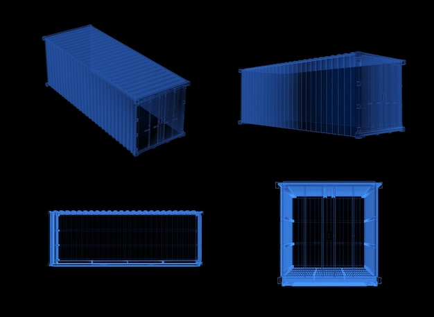 Set of xray containers isolated on black background