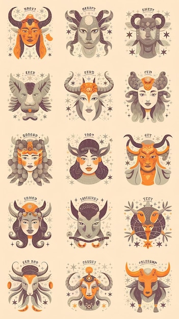 Photo set of zodiac signs