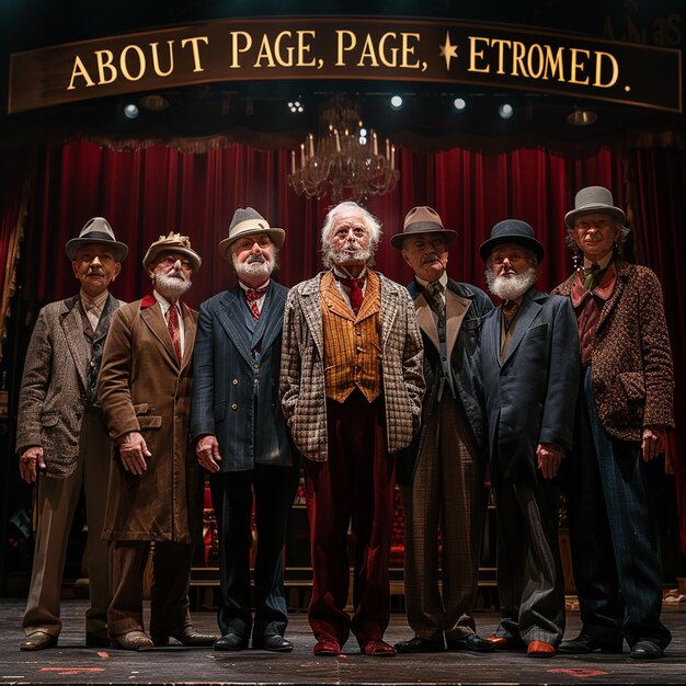 Seven Elderly Men on Stage A Nostalgic and Melancholic Scene