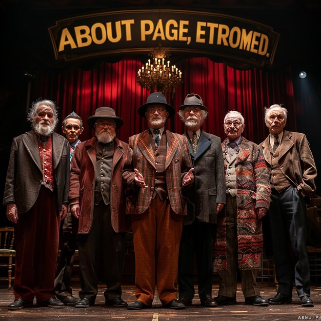 Photo seven elderly men on stage a nostalgic and melancholic scene