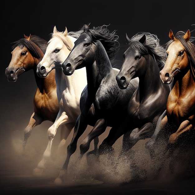 Seven horses painting Generative AI