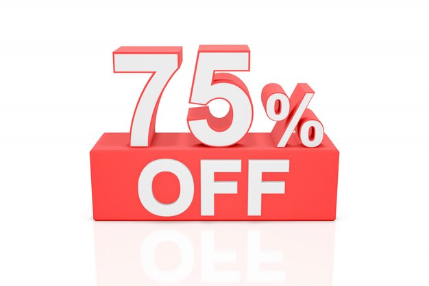 Seventy five percent off. Sale banner. 3D rendering.