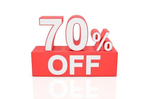 Seventy percent off. Sale banner. 3D rendering.