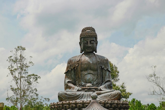 Several Buddha statues in a Buddhist temple complex in Foz do Iguazu Brazil