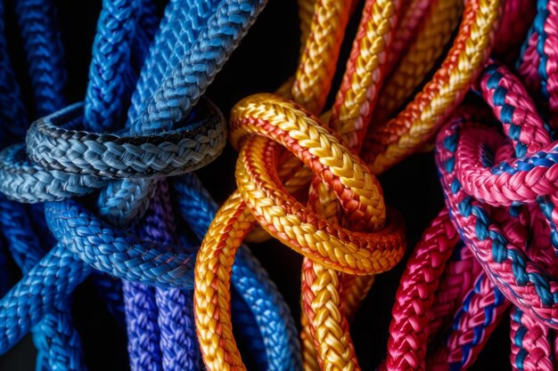 Several colored ropes tied together