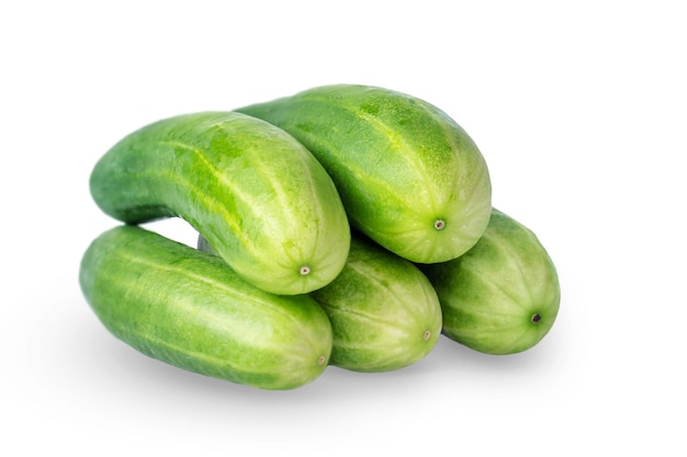 Several cucumbers with shadows isolated