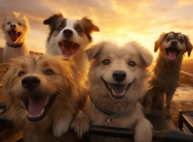 Several dogs take a group selfie